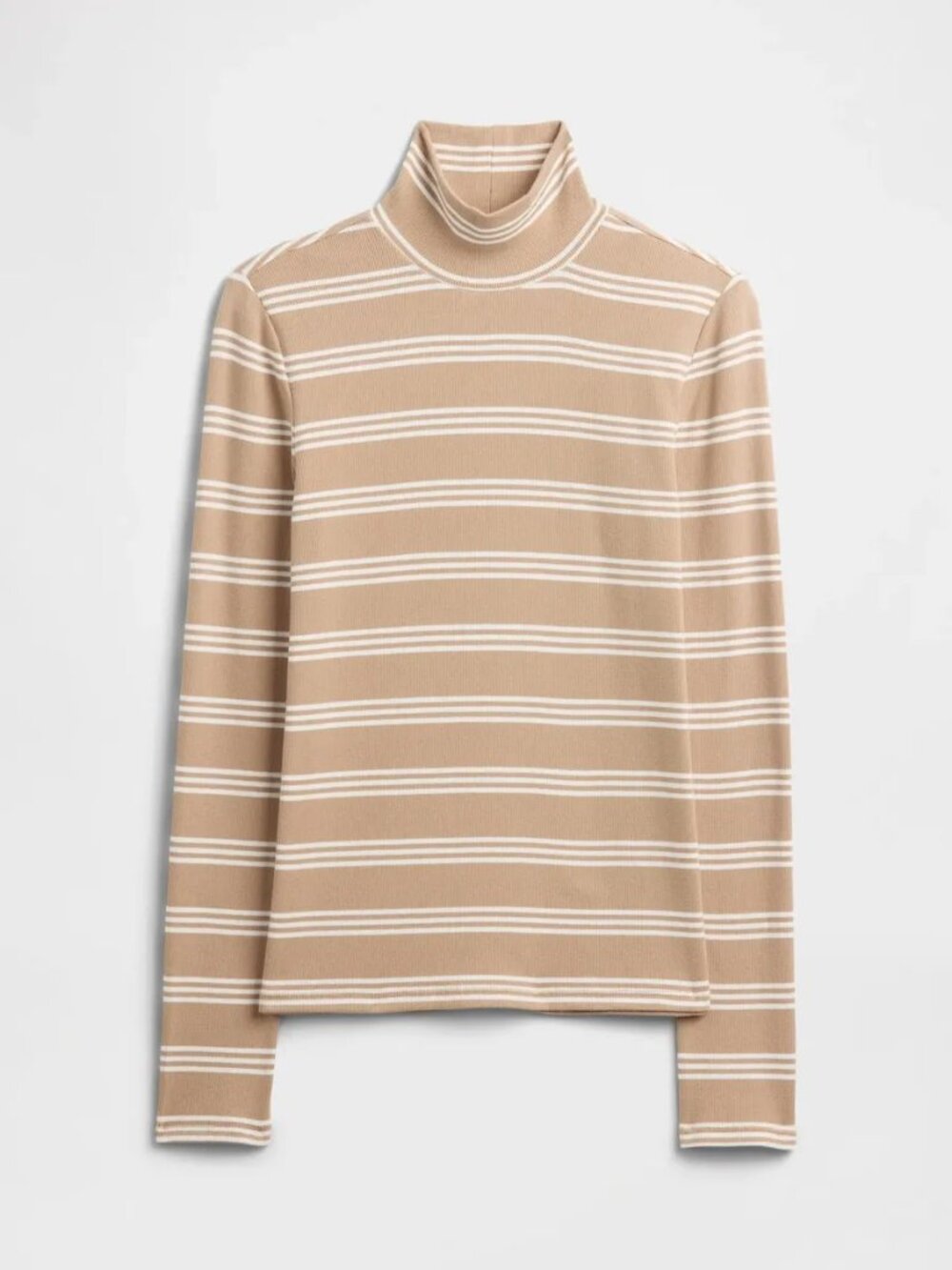 GAP Camel Striped Ribbed Turtleneck T-Shirt/NWT/L
